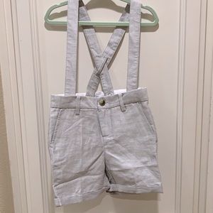 Janie and Jack boys LINEN SUSPENDER SHORT